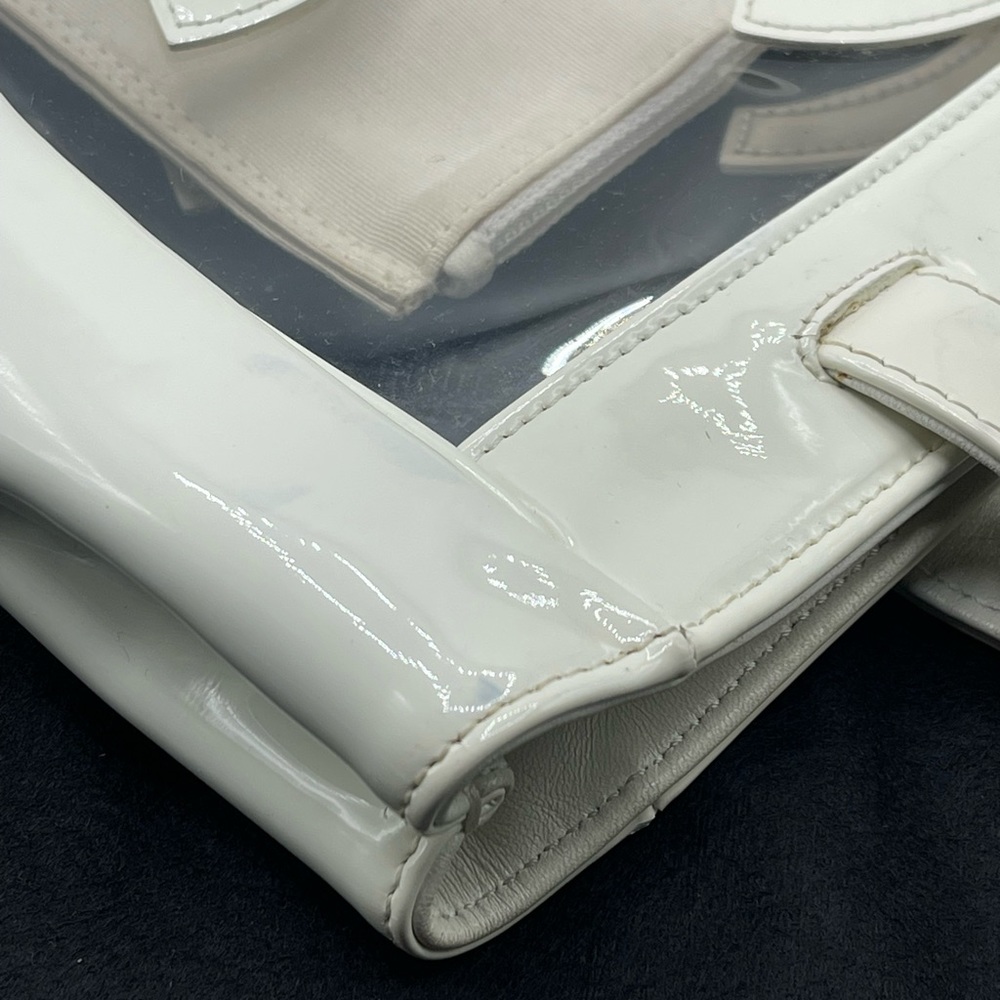 Chanel Vinyl Clear Triple CC Logo Coco Transparent Plastic Tote Shoulder Bag - Picture 4 of 16